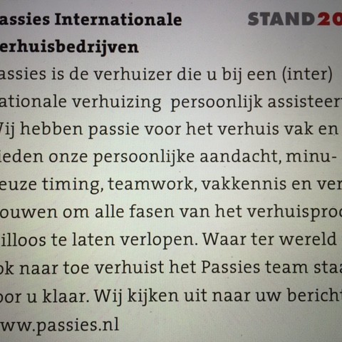 Passies Verhuizers op de Emigratiebeurs.